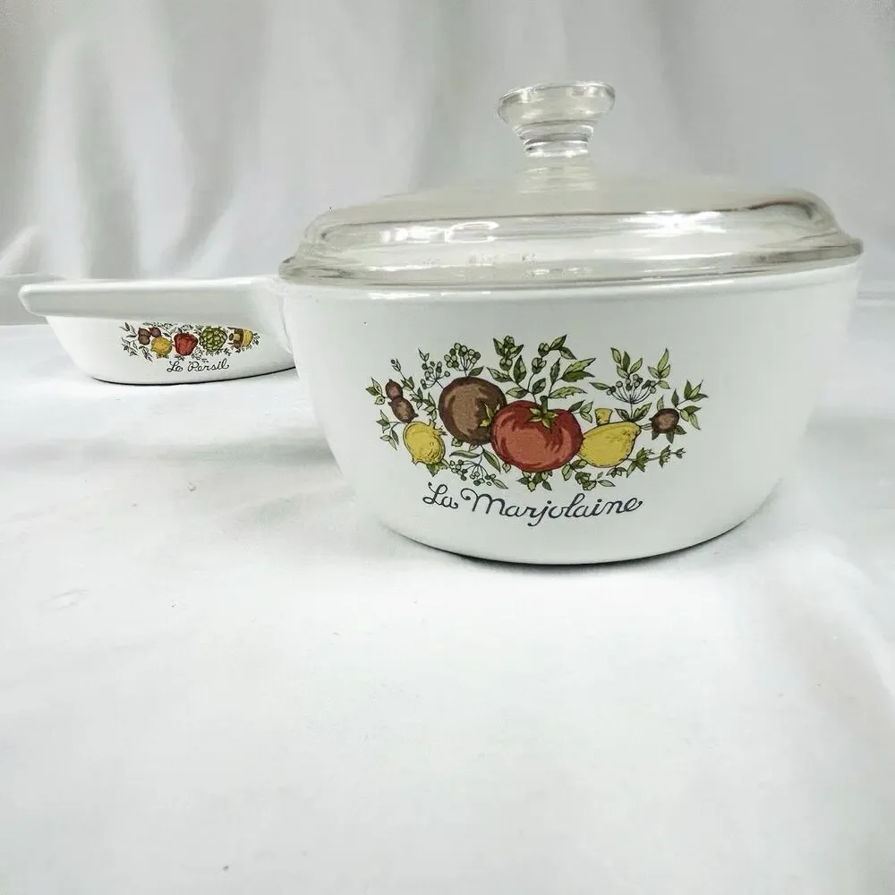 Corning Ware Spice Of Life Set of 2 Pans & 1 Lid USA P-82 P-83